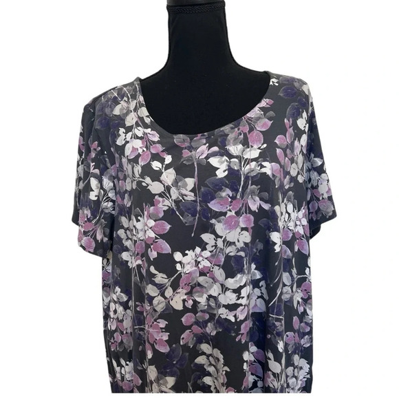 J.Jill Floral Pima Cotton Blend Dress Purple Size XL - Picture 4 of 8